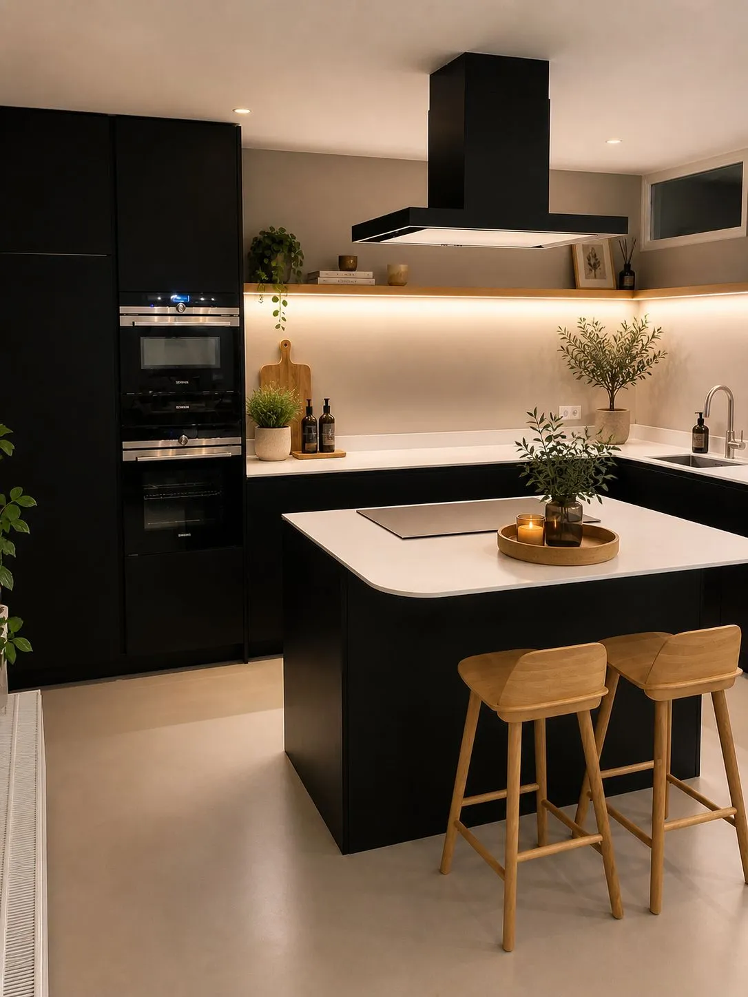 Keuken met zwart eiland